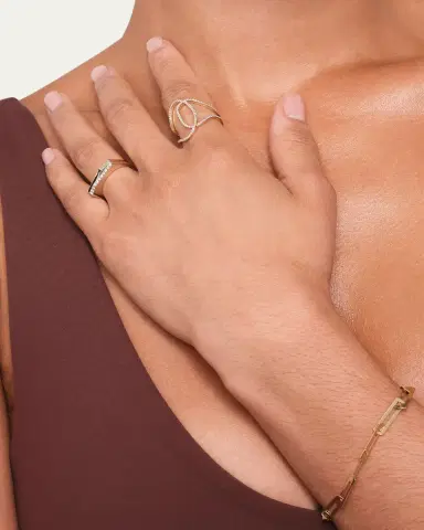 Lana 14K Gold Laser Open Interlocking Rectangle Bracelet | Thumbnail 2
