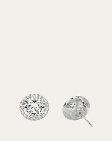 VRAI 14K White Gold Brilliant Round Halo Lab Grown Diamond Stud Earrings, 2.00tcw | Thumbnail 3 VRAI 14K White Gold Brilliant Round Halo Lab Grown Diamond Stud Earrings, 2.00tcw | Thumbnail 3