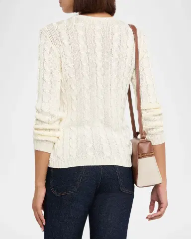 Ralph Lauren Collection Cable-Knit Silk Crewneck Sweater | Thumbnail 2