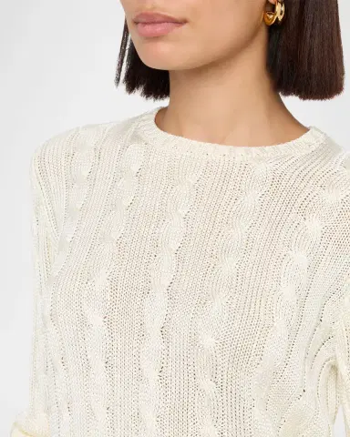 Ralph Lauren Collection Cable-Knit Silk Crewneck Sweater | Thumbnail 4