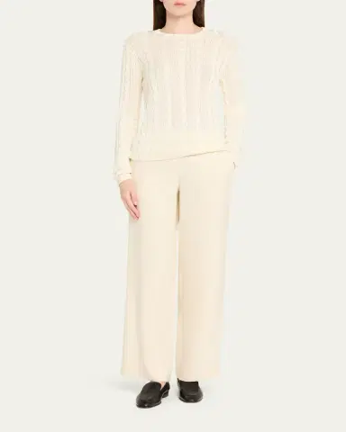Ralph Lauren Collection Cable-Knit Silk Crewneck Sweater | Thumbnail 6