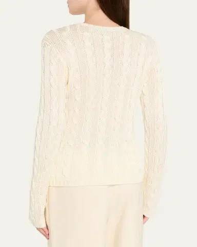 Ralph Lauren Collection Cable-Knit Silk Crewneck Sweater | Thumbnail 7