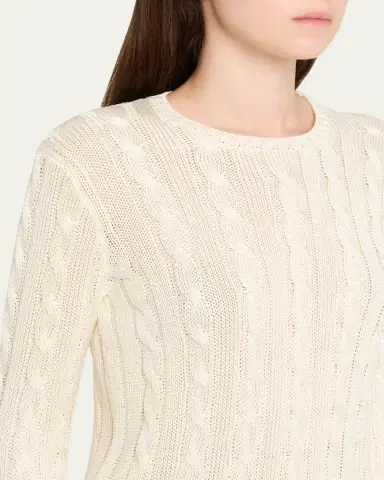 Ralph Lauren Collection Cable-Knit Silk Crewneck Sweater | Thumbnail 9