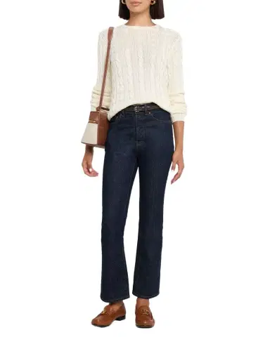 Ralph Lauren Collection Cable-Knit Silk Crewneck Sweater | Thumbnail 1