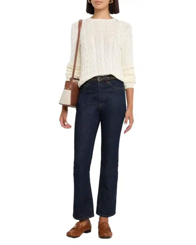 Cable-Knit Silk Crewneck Sweater