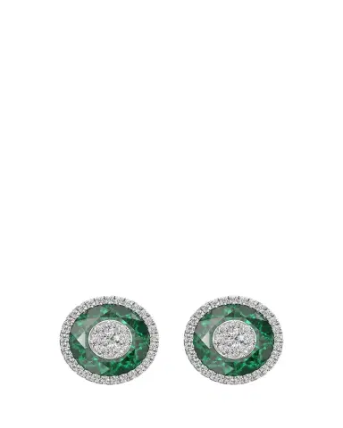 Bhansali 18K White Gold 10mm Halo Fusion Stud Earrings with Diamonds | Thumbnail 1 Bhansali 18K White Gold 10mm Halo Fusion Stud Earrings with Diamonds | Thumbnail 1