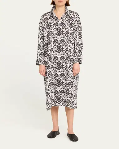 Eskandar Printed Wide A-line Shirtdress | Thumbnail 2 Eskandar Printed Wide A-line Shirtdress | Thumbnail 2