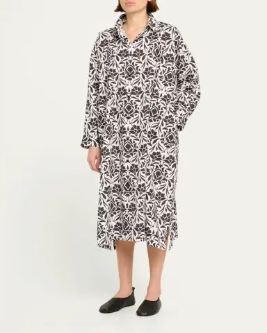 Eskandar Printed Wide A-line Shirtdress | Thumbnail 4 Eskandar Printed Wide A-line Shirtdress | Thumbnail 4