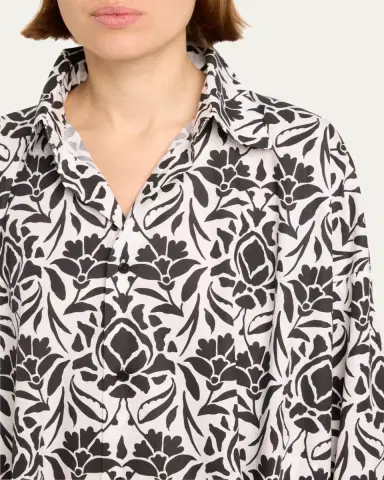 Eskandar Printed Wide A-line Shirtdress | Thumbnail 5 Eskandar Printed Wide A-line Shirtdress | Thumbnail 5