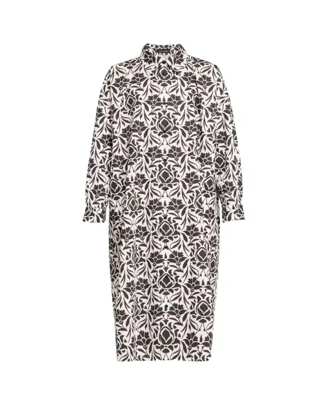 Eskandar Printed Wide A-line Shirtdress