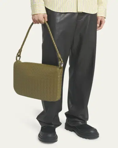 Bottega Veneta Men's Swing Small Intrecciato Leather Crossbody Bag | Thumbnail 2 Bottega Veneta Men's Swing Small Intrecciato Leather Crossbody Bag | Thumbnail 2