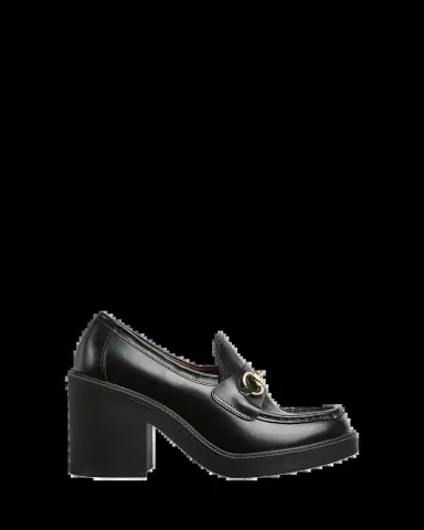 Gucci Leather Horsebit Heeled Loafers | Thumbnail 2