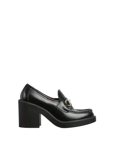 Gucci Leather Horsebit Heeled Loafers | Thumbnail 1