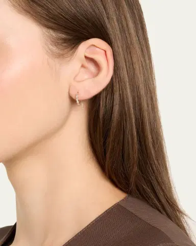 Lana 14K Yellow Gold Baguette Diamond Mini Hooked on Hoop Earrings | Thumbnail 2 Lana 14K Yellow Gold Baguette Diamond Mini Hooked on Hoop Earrings | Thumbnail 2