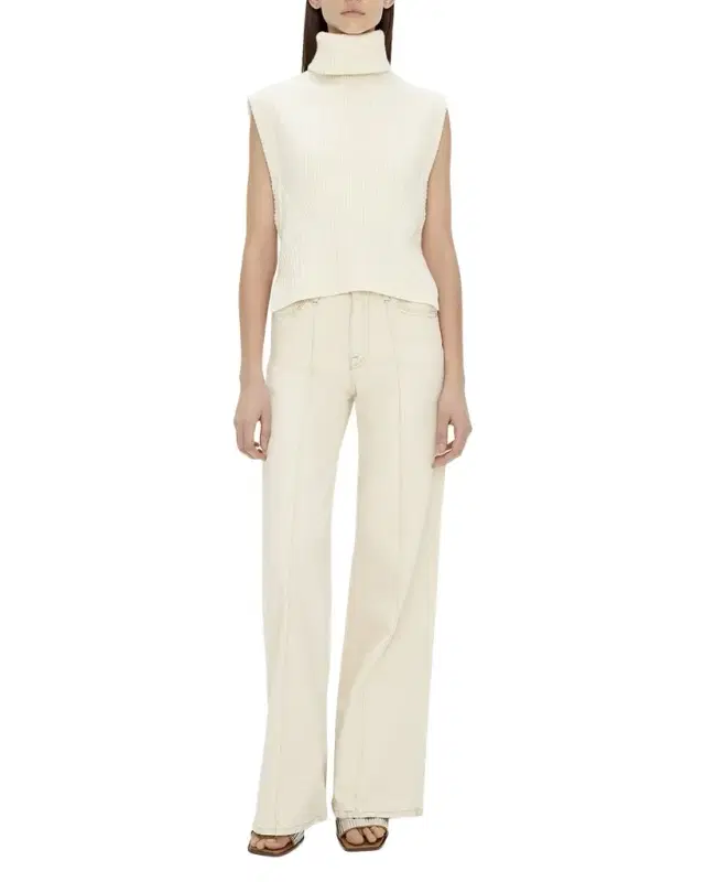 SIMKHAI Maple Wool & Cashmere Sleeveless Turtleneck Top