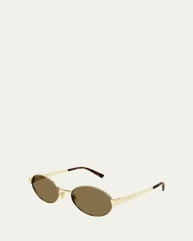 Saint Laurent Men's Round Nylon and Metal Sunglasses | Thumbnail 2