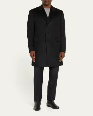 Tom Ford Men's Solid Cashmere Overcoat | Thumbnail 4