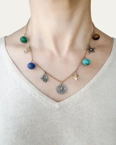 Haute Victoire Medallion Charm Necklace, 18"L | Thumbnail 2