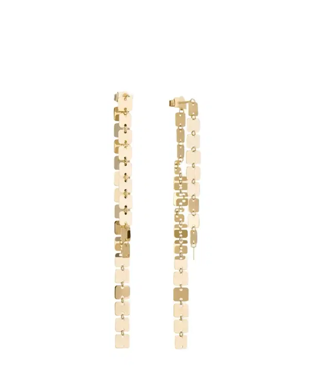 Lana 14K Yellow Gold Laser Square Chain Linear Earrings