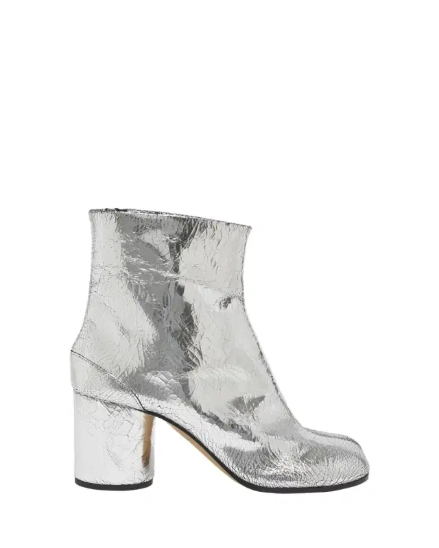 Tabi Split-Toe Metallic Leather Ankle Boots
