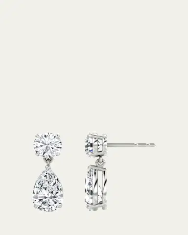 VRAI 14K White Gold Duo Lab Grown Diamond Pear Drop Earrings, 3.00tcw | Thumbnail 2