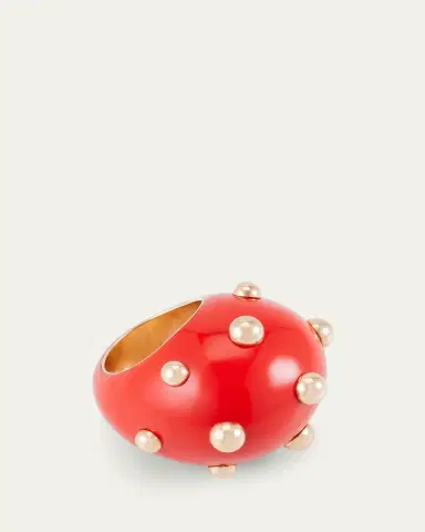 GIORGIO B Goccia Ring with Coral Enamel in 18K | Thumbnail 3