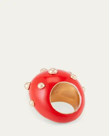 GIORGIO B Goccia Ring with Coral Enamel in 18K | Thumbnail 4