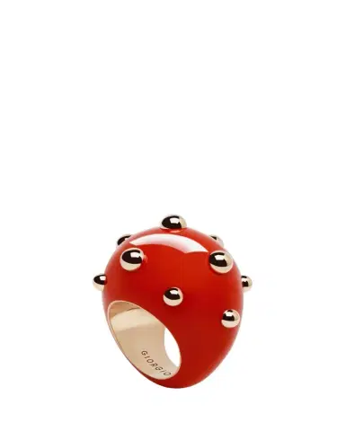 GIORGIO B Goccia Ring with Coral Enamel in 18K | Thumbnail 1