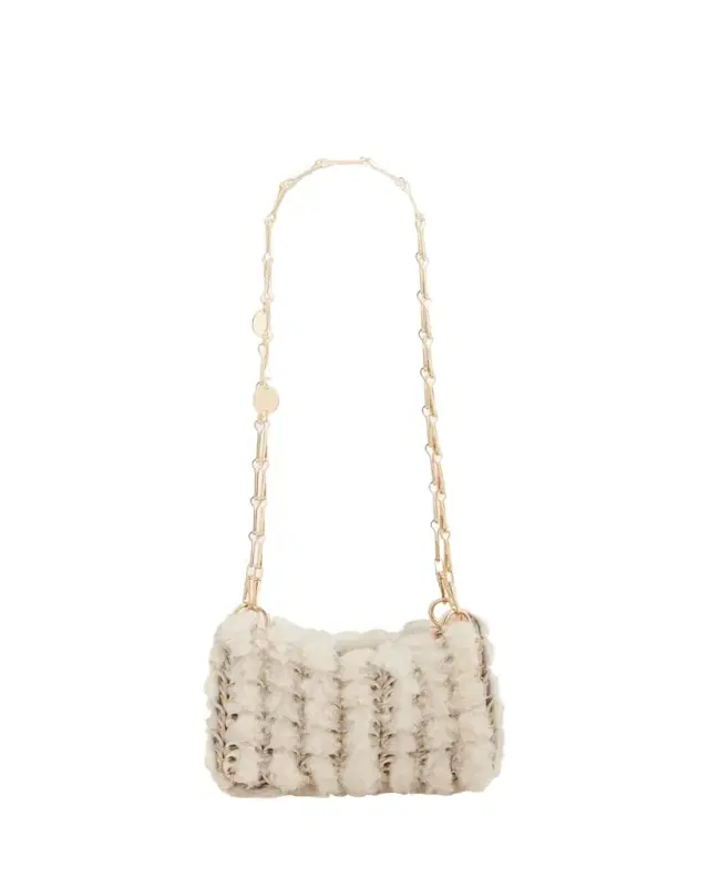 Nano Disc Shearling Shoulder Bag