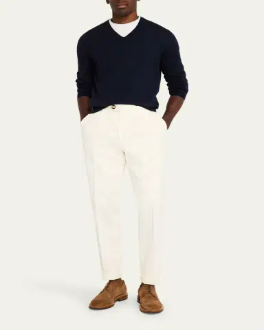 Brunello Cucinelli Men's Wool-Cashmere V-Neck Sweater | Thumbnail 2 Brunello Cucinelli Men's Wool-Cashmere V-Neck Sweater | Thumbnail 2