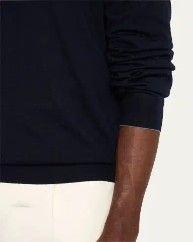 Brunello Cucinelli Men's Wool-Cashmere V-Neck Sweater | Thumbnail 5 Brunello Cucinelli Men's Wool-Cashmere V-Neck Sweater | Thumbnail 5