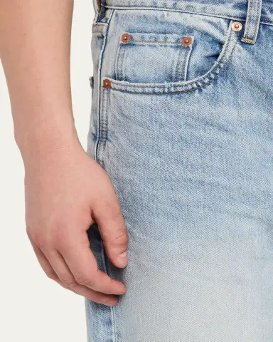 Saint Laurent Men's Aged Denim Straight-Leg Jeans | Thumbnail 10