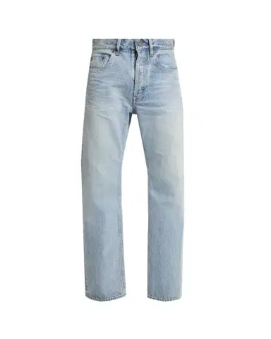 Saint Laurent Men's Aged Denim Straight-Leg Jeans | Thumbnail 1