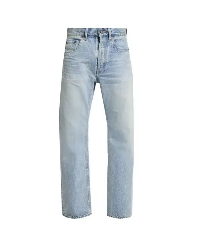 Saint Laurent Men's Aged Denim Straight-Leg Jeans