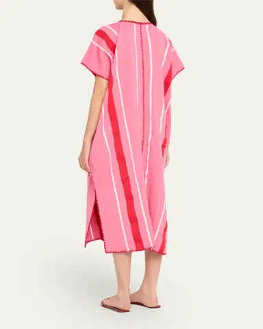 Pippa Holt Two-Panel Striped Midi Kaftan with Laced Detailing | Thumbnail 3 Pippa Holt Two-Panel Striped Midi Kaftan with Laced Detailing | Thumbnail 3