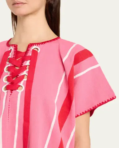 Pippa Holt Two-Panel Striped Midi Kaftan with Laced Detailing | Thumbnail 5 Pippa Holt Two-Panel Striped Midi Kaftan with Laced Detailing | Thumbnail 5
