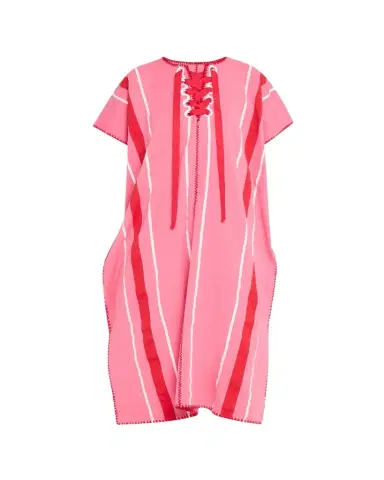 Pippa Holt Two-Panel Striped Midi Kaftan with Laced Detailing | Thumbnail 1 Pippa Holt Two-Panel Striped Midi Kaftan with Laced Detailing | Thumbnail 1