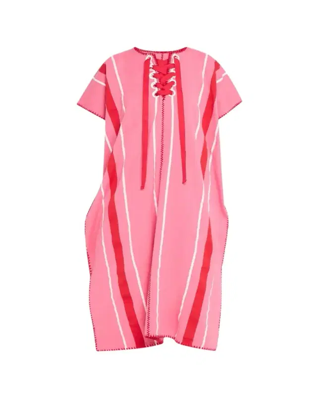 Pippa Holt Two-Panel Striped Midi Kaftan with Laced Detailing