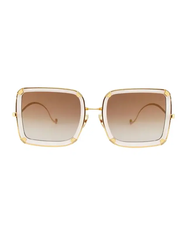 White Moon Mixed-Media Square Sunglasses