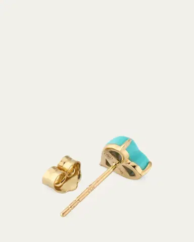 Sydney Evan 14K Yellow Gold Marquis Diamond and Turquoise Heart Earring, Single | Thumbnail 4