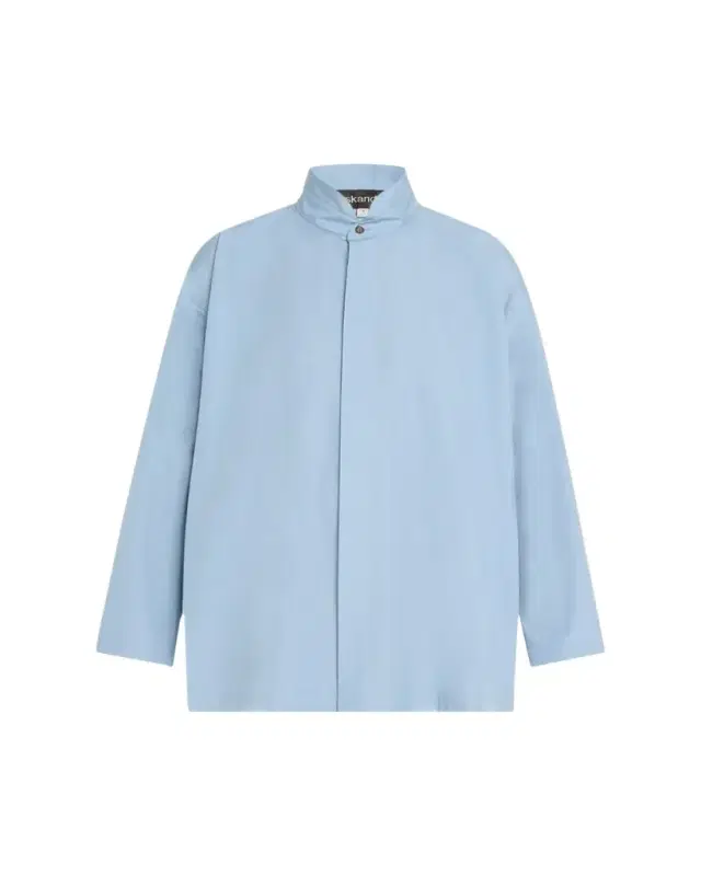 Slim A-Line Double Stand Collar Shirt with Stepped Insert (Long Length)