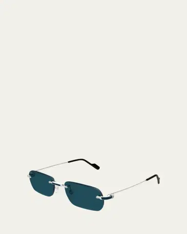 Cartier Men's Nylon & Metal Rectangle Sunglasses | Thumbnail 2 Cartier Men's Nylon & Metal Rectangle Sunglasses | Thumbnail 2