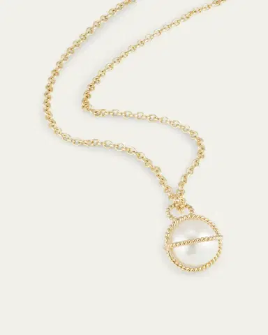 Verdura 18K Yellow Gold Pearl Wrapped Pendant Necklace | Thumbnail 3
