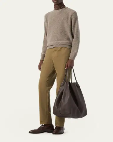 Loro Piana Men's Carlo Hyannis Straight Cotton Trousers | Thumbnail 2 Loro Piana Men's Carlo Hyannis Straight Cotton Trousers | Thumbnail 2