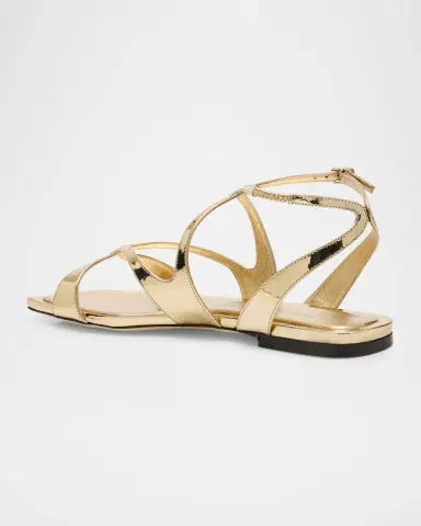 Jimmy Choo Ayla Metallic Leather Ankle-Strap Sandals | Thumbnail 3