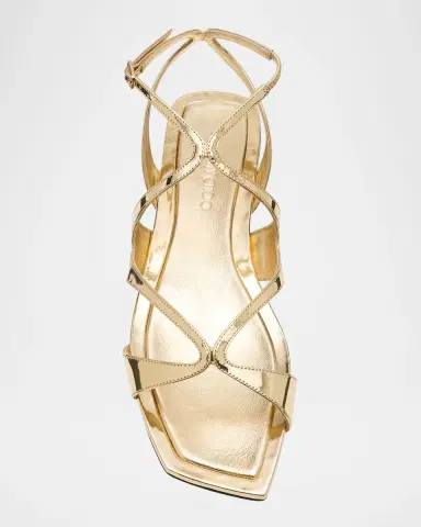 Jimmy Choo Ayla Metallic Leather Ankle-Strap Sandals | Thumbnail 5