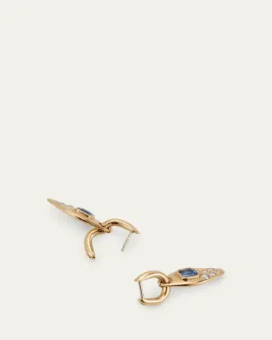 Uniform Object 18K Yellow Gold Blue Sapphire And Diamond Vessel Huggie Earrings | Thumbnail 4