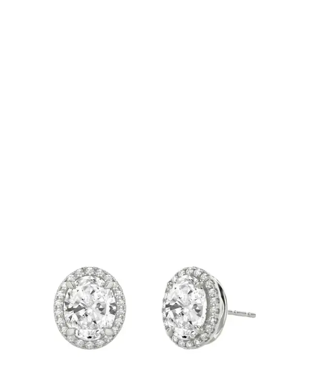 VRAI 14K White Gold Oval Halo Lab Grown Diamond Stud Earrings, 2.00tcw