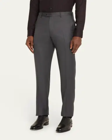 Giorgio Armani Men's Solid Wool Flat-Front Trousers | Thumbnail 4