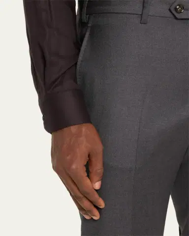 Giorgio Armani Men's Solid Wool Flat-Front Trousers | Thumbnail 5